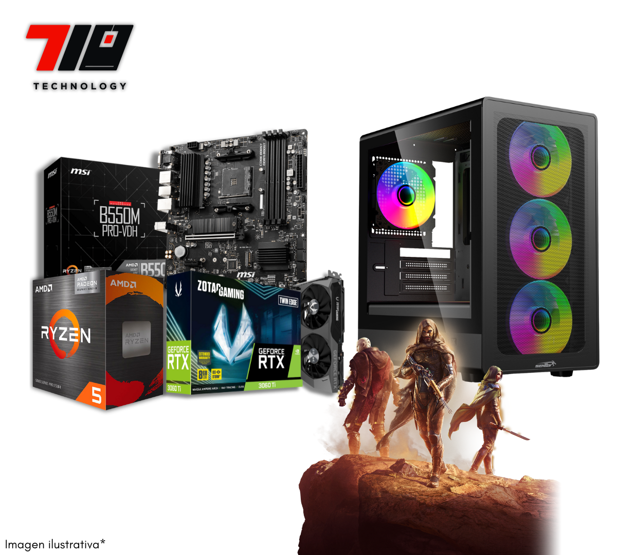 Pc Gamer Ryzen 5 5500 + Rtx 3060 Ti + 16gb Ram