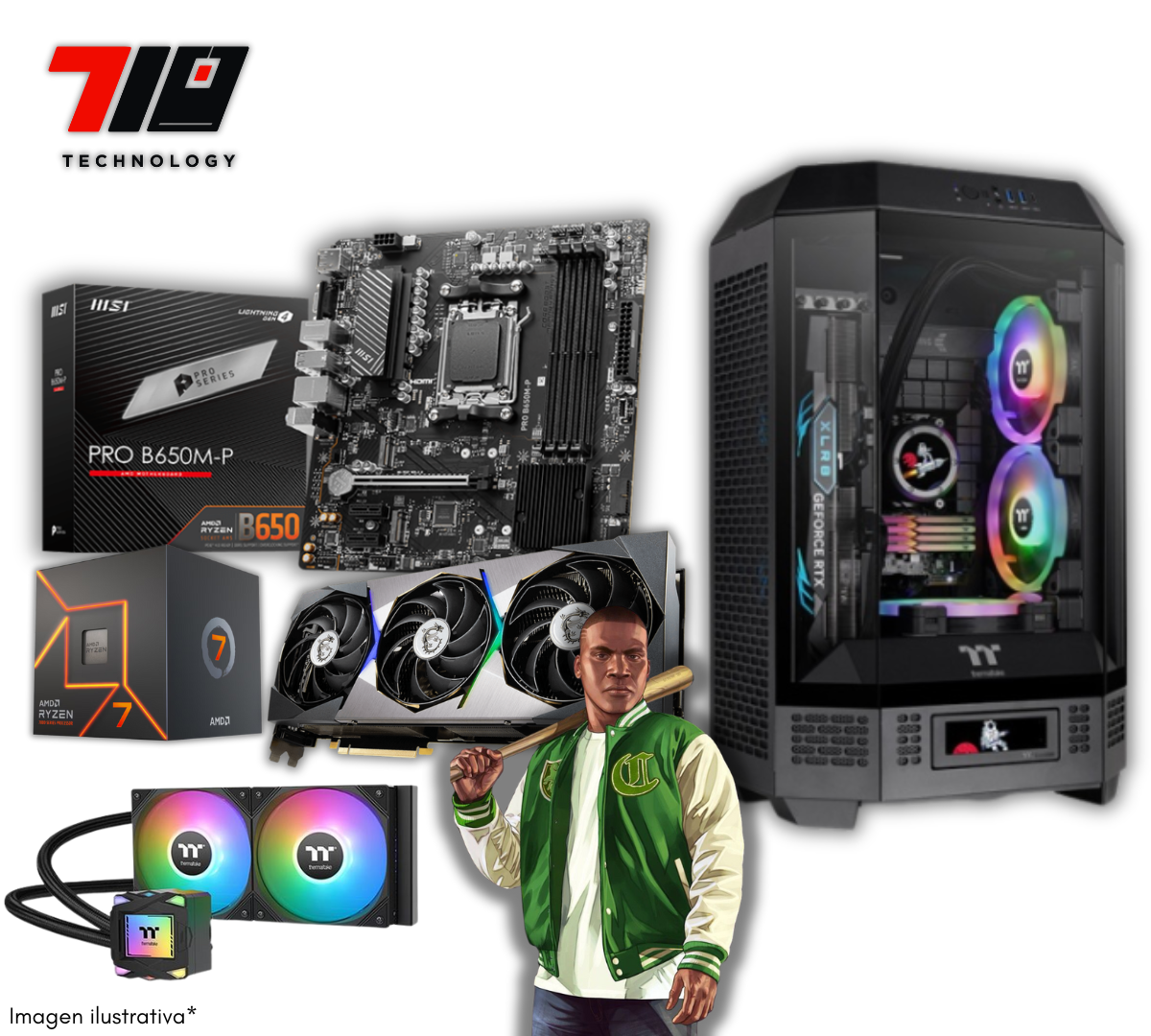 Pc Gamer Ryzen 7 7700 + Rtx 3080 10gb + 16gb Ram